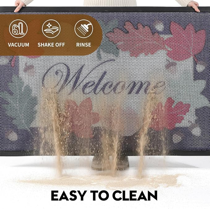 Front Door Mat, Heavy Duty Non-Slip Rubber Dirt Trapper, Quick-Dry Low-Profile