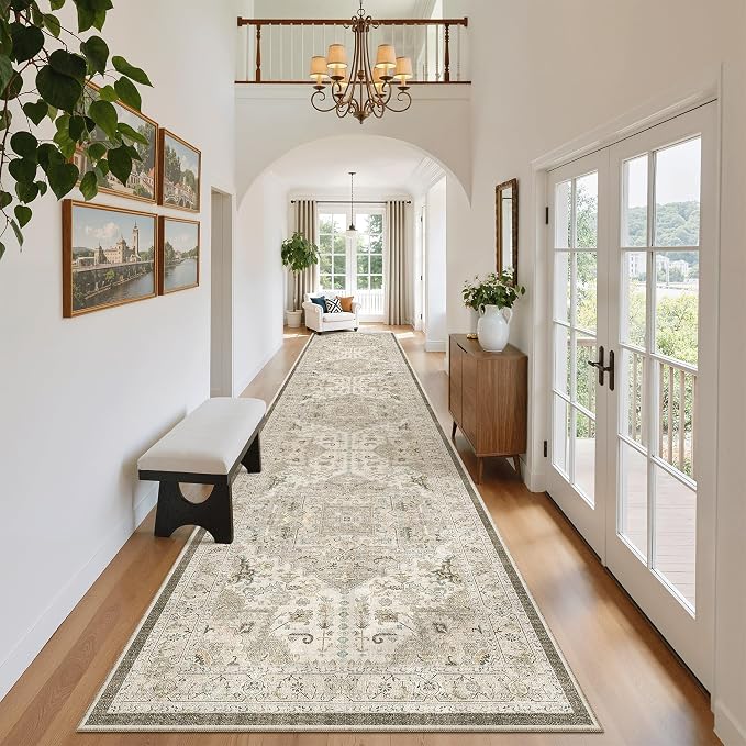 Madane Hallway Runner Rug 2'6''x14' Kitchen Runner, Non Slip Vintage Runners