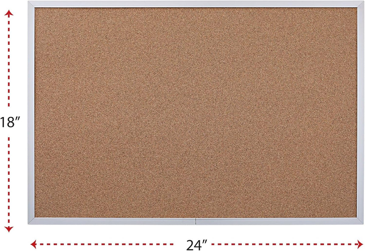 Universal 43613 Bulletin Board, Natural Cork, 36 x 24, Satin-Finished Aluminum Frame