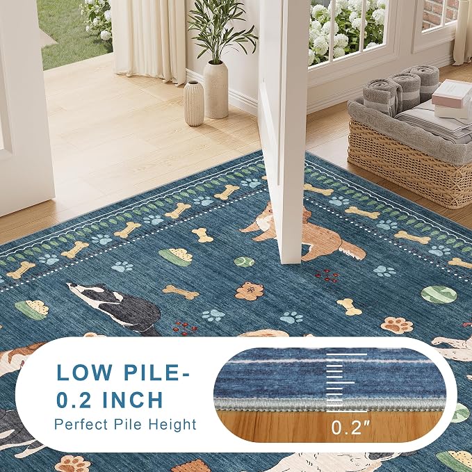 DUKINO 2x6 Washable Runner Rug for Hallway, Non Slip Animal Dog Kitchen Rug