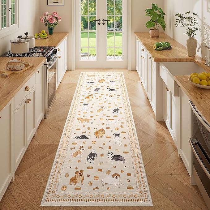 DUKINO 2x6 Washable Runner Rug for Hallway, Non Slip Animal Dog Kitchen Rug