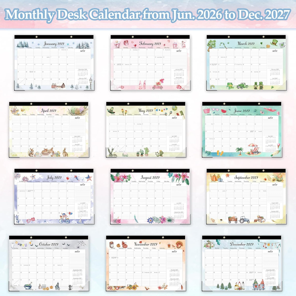 GuassLee Large Desk Calendar 2026-2027, 19 Months, 20" x 30"