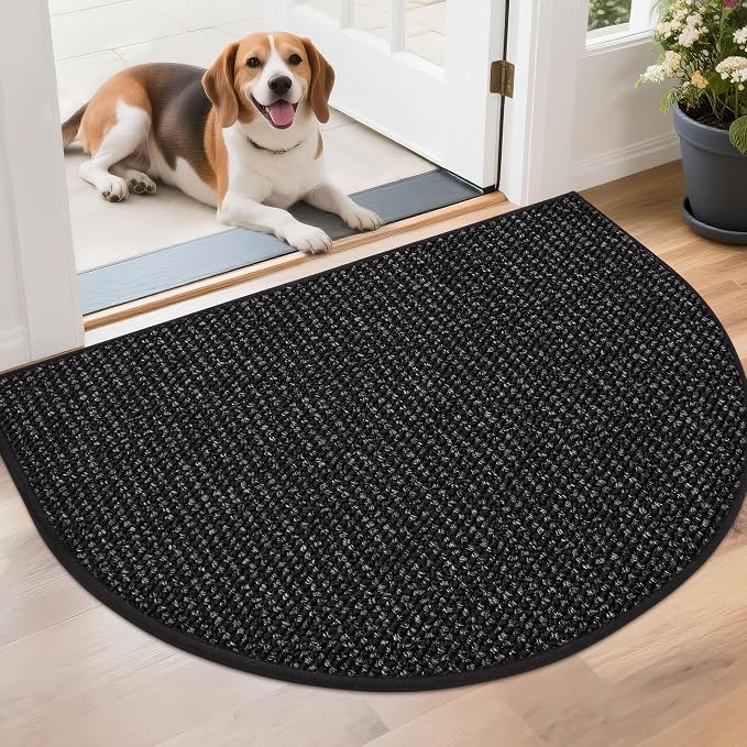 BEQHAUSE Dirt Trapper Door Mat 26" x 40" Half Circle Non-Slip Washable Doormats