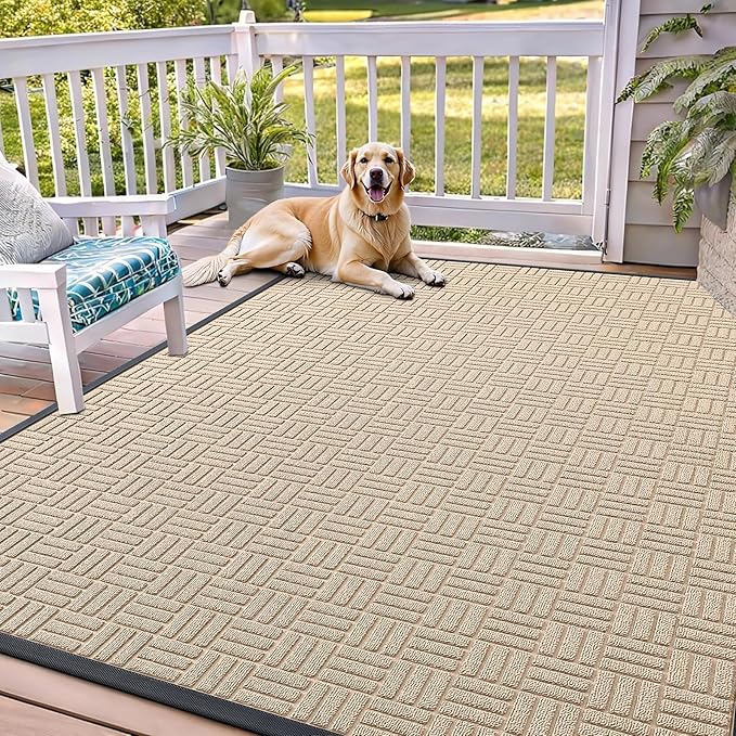 OLANLY Front Door Mat Outside Entrance 71x47, Heavy Duty Sturdy Natural Rubber