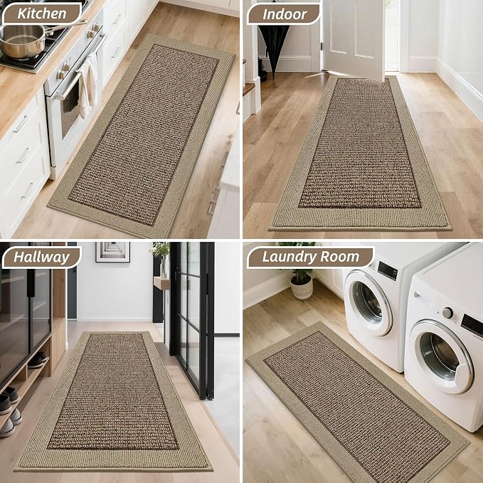 BEQHAUSE Indoor Door Mat 24" x 60", Dirt Trapper Door Mats Non-Slip Entryway