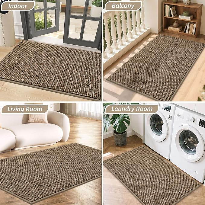 BEQHAUSE Dirt Trapper Door Mat 24" x 36", Non-Slip Washable Doormats Entrance