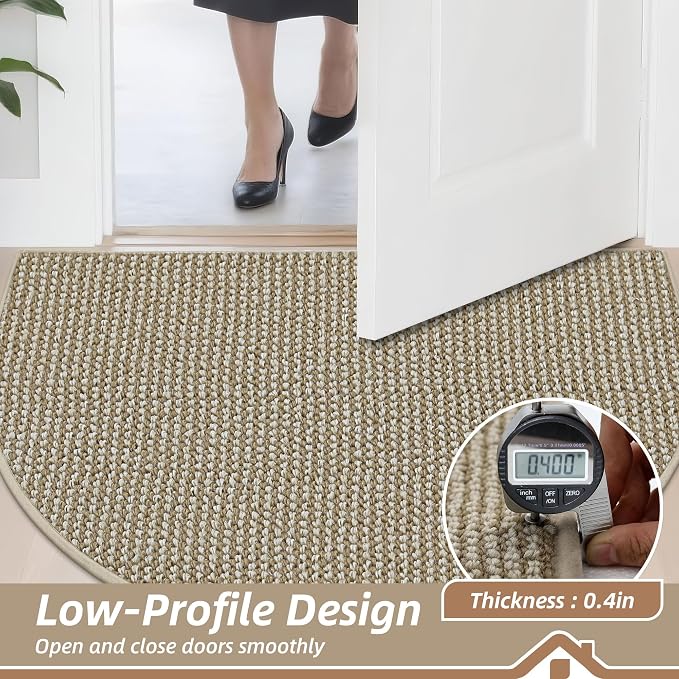 BEQHAUSE Dirt Trapper Door Mat 26" x 40" Half Circle Non-Slip Washable Doormats