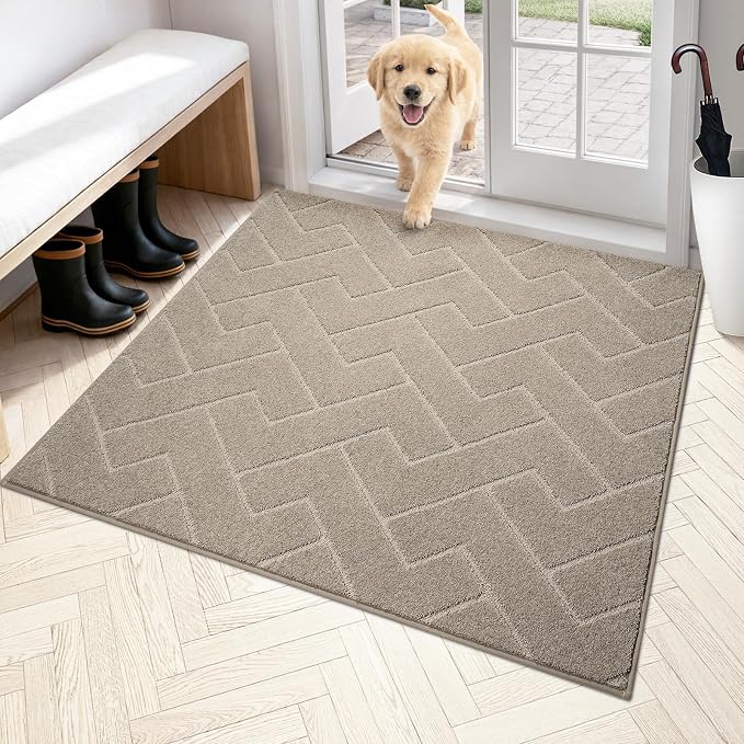 PURRUGS Dirt Trapping Door Mat 48" x 48", Non-Slip Machine Washable Entry Rug