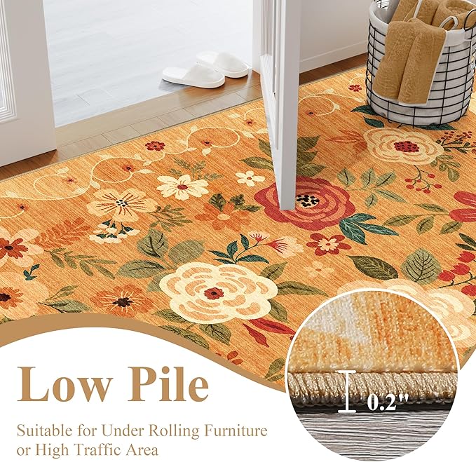 DUKINO 8x10 Area Rug, Floral Rugs