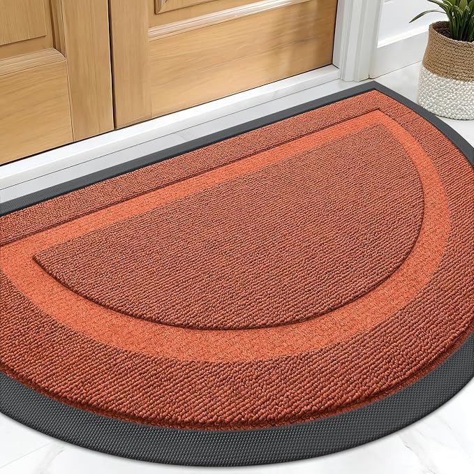 OLANLY Half Circle Door Mat Indoor Outdoor Entrance Welcome, Waterproof