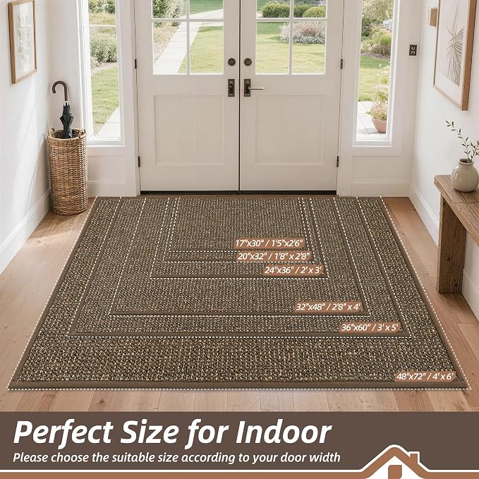 BEQHAUSE Dirt Trapper Door Mat 17" x 30", Non-Slip Doormats Washable Entryway