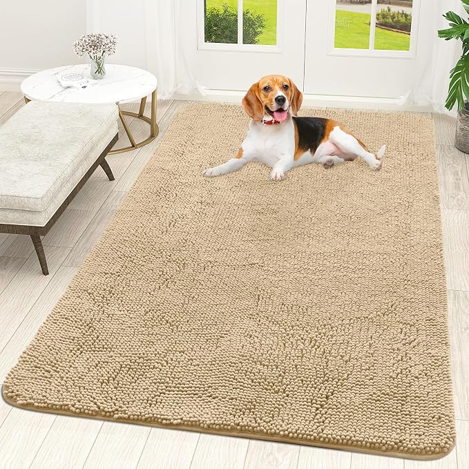 OLANLY Dog Door Mat for Muddy Paws 59x35, Absorbs Moisture and Dirt, Absorbent