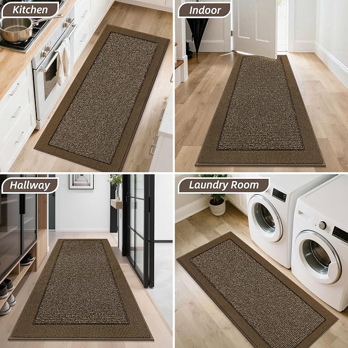 BEQHAUSE Indoor Door Mat 24" x 60", Dirt Trapper Door Mats Non-Slip Entryway