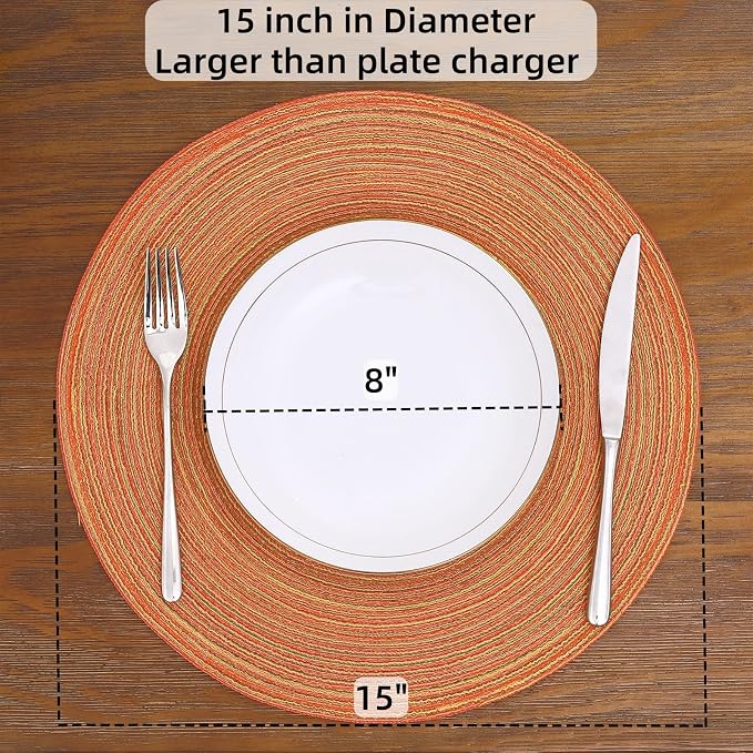 SHACOS Round Placemats Set of 4 Woven Braided Place Mats Table Placemats 15