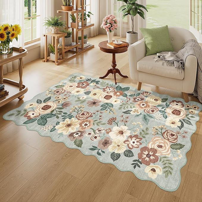 DUKINO 3x5 Area Rug, Floral Non-Slip Indoor Washable Rug