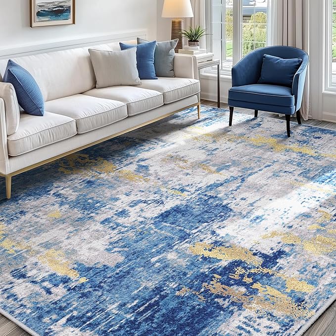 RELEANY Washable Area Rugs 6'x8' Non-Slip Modern Abstract Soft