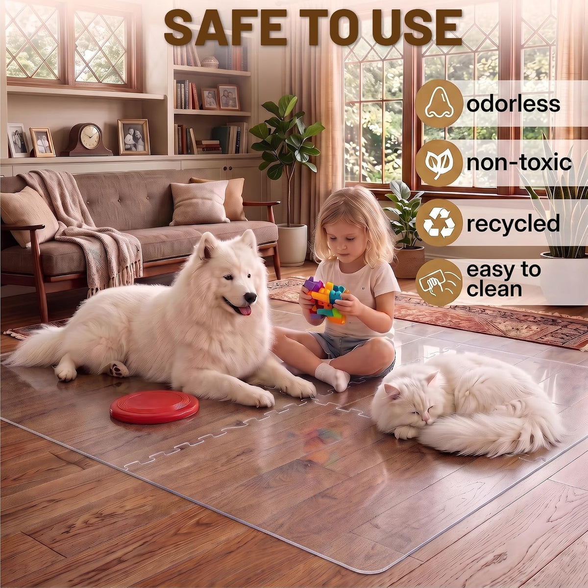 BesWin Office Chair Mat for Hardwood Floor, PET Desk Chair Mat, 48" x 32"