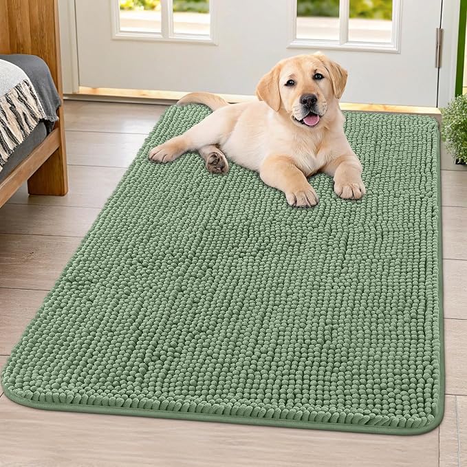 Smiry Dog Door Mat for Muddy Paws 40x32, Absorbent Dirt Trapper, Non-Slip