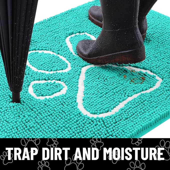 Smiry Dog Door Mat for Muddy Paws, Absorbent Dirt Trapper Non Slip Quick Dry