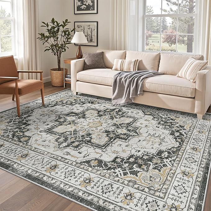 Madane 5x7 Area Rugs for Living Room, Stain Resistant Washable Rug, Non-Slip