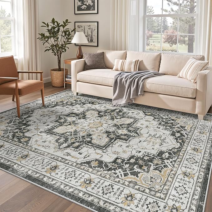 Madane 6x9 Area Rugs for Living Room, Stain Resistant Washable Rugs, Non-Slip