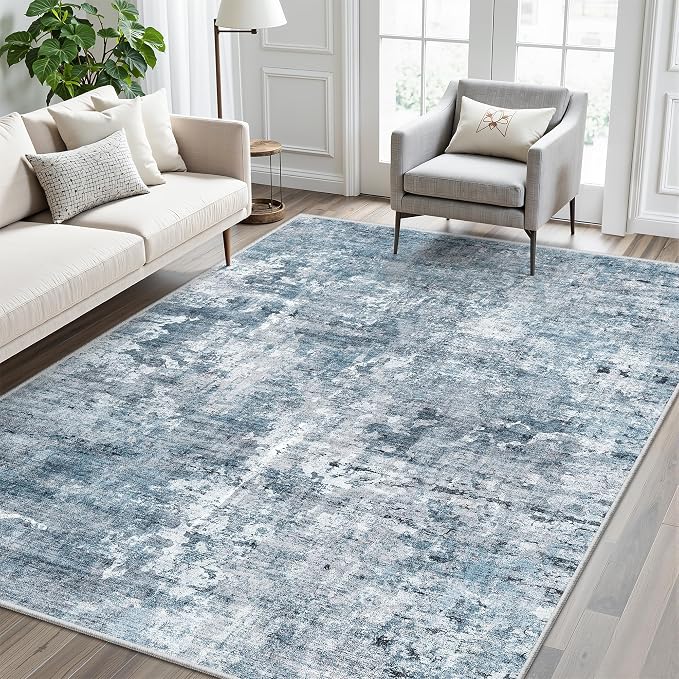 Soalmost 7x9 Area Rug for Living Room Washable Abstract Vintage Soft Thin