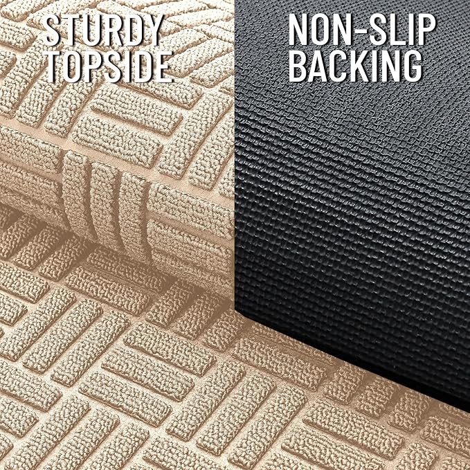 OLANLY Front Door Mat Outside Entrance 47x17, Heavy Duty Sturdy Natural Rubber