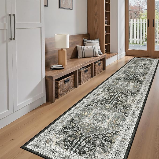 Madane Runner Rugs 2x12 Extra Long, Washable Non-Slip Hallway Runner Rug