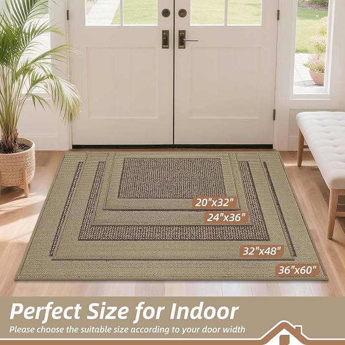 BEQHAUSE Indoor Door Mat 20" x 32", Dirt Trapper Door Mats Non-Slip Entryway