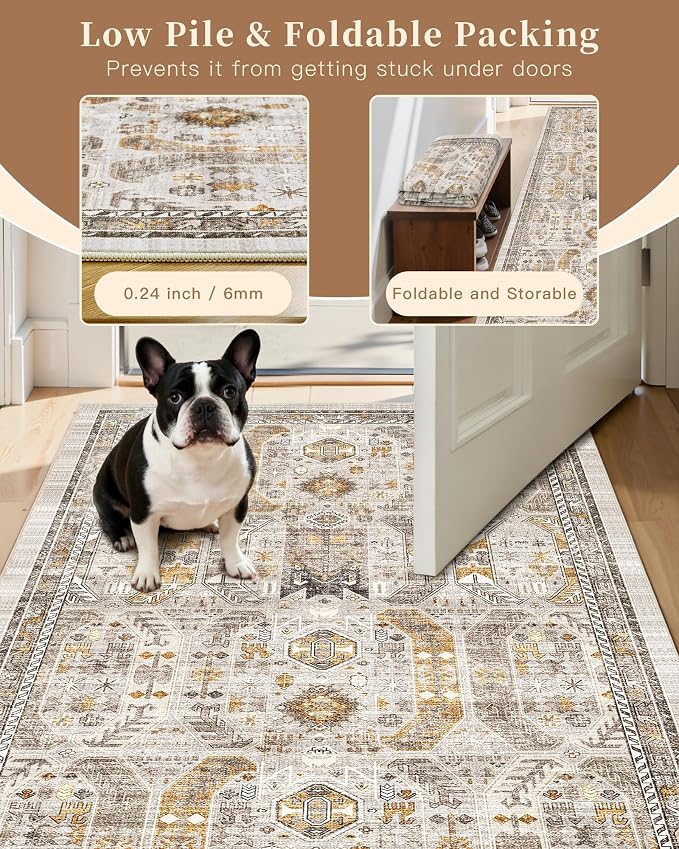 Madane Hallway Rug 3x10, Kitchen Rugs Washable Entryway Rug Vintage Kitchen