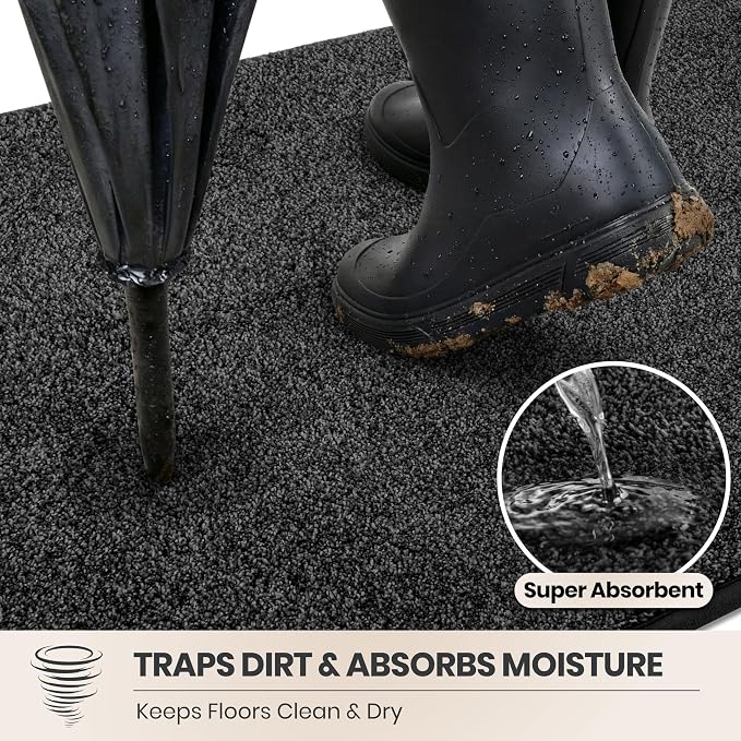 PURRUGS Dirt Trapping Door Mat 31.5" x 47", Non-Slip Machine Washable Entryway