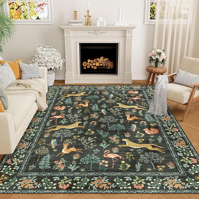 DUKINO 5x7 Rug, Washable Animal Living Room Rug
