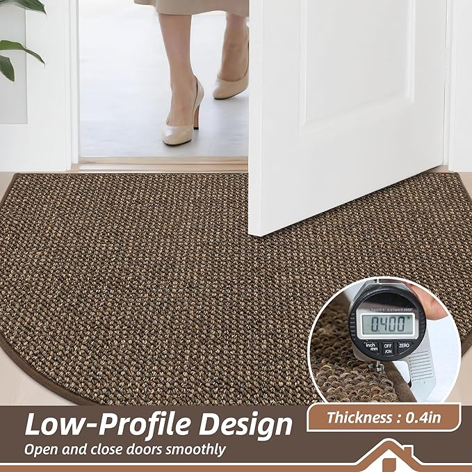 BEQHAUSE Dirt Trapper Door Mat 24" x 36" Half Circle Non-Slip Washable Doormats