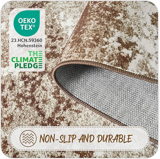 Entryway Rug 2x3 Brown Welcome Door Mat Indoor Entrance 24x36, Washable Small