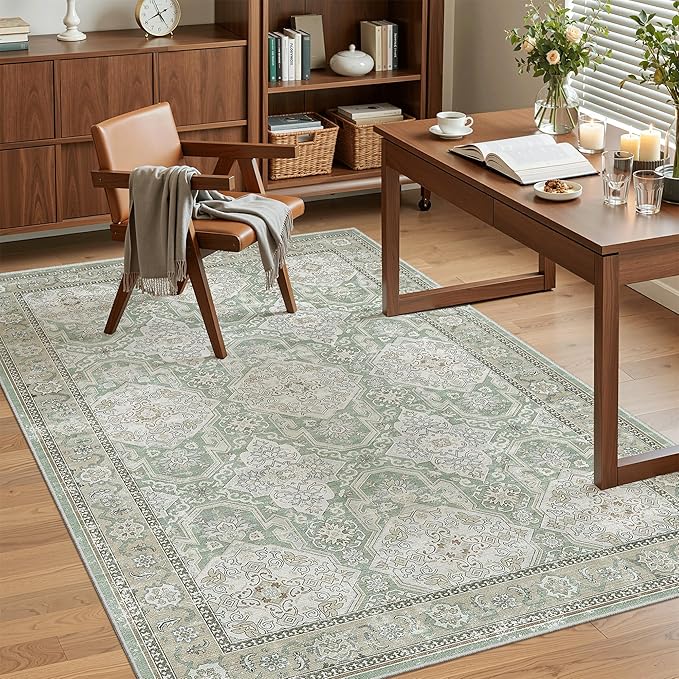 Soalmost 4x6 Area Rugs for Living Room, Vintage Washable Rugs for Dining Room